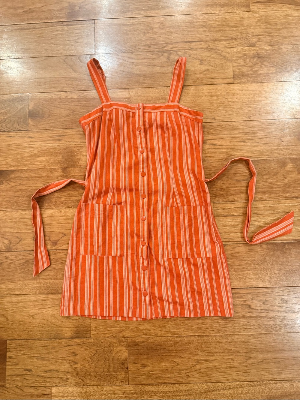 Forever 21 Women’s Orange Striped Button-Front Sundress